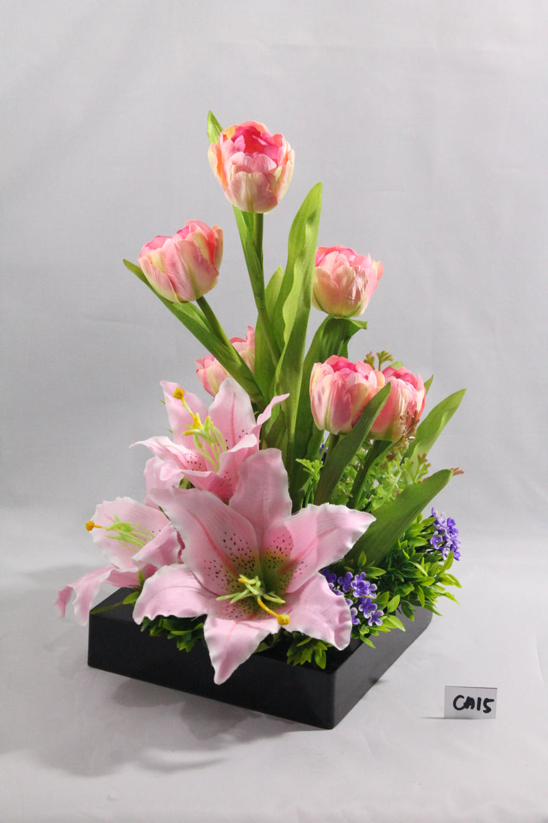 Tulip with Lily Flower Arrangement Anding's Toys & Flowers Inc.