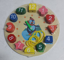 Load image into Gallery viewer, Wooden Clock with Shape Sorting
