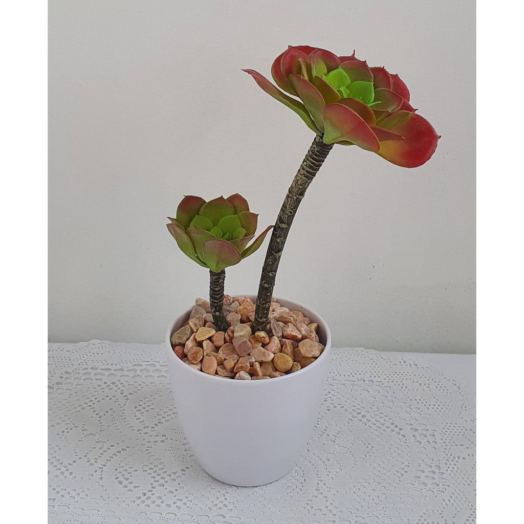 Artificial Tall Succulent Flower with Stones in Pot Artificial Floral Arrangement
