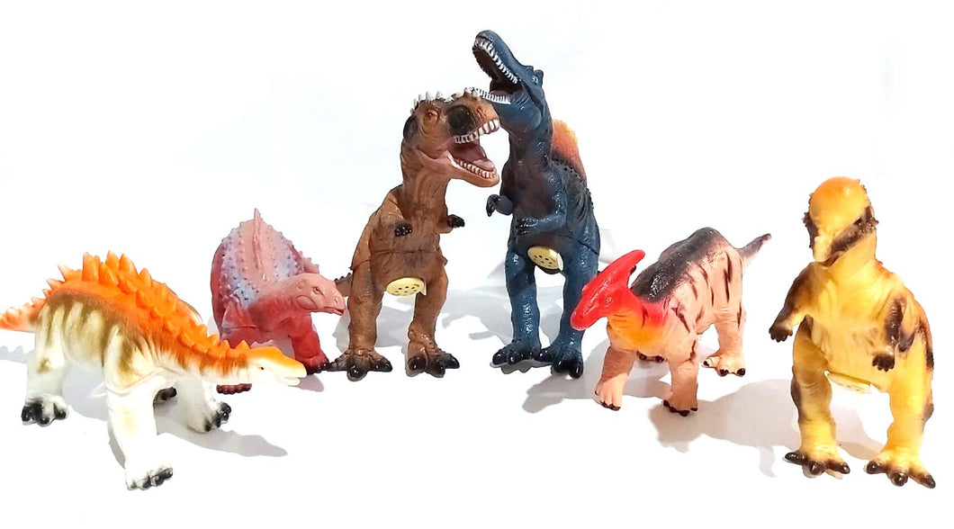 Rubberized Dinosaur 6-in-1 Set