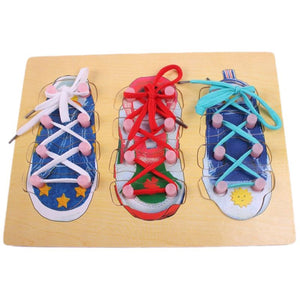 Wooden Shoelace Learning Toy Tie My Shoe Montessori Toy