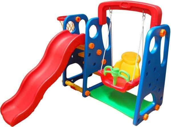 3-in-1 Slide with Swing and Basketball – Anding's Toys Flowers